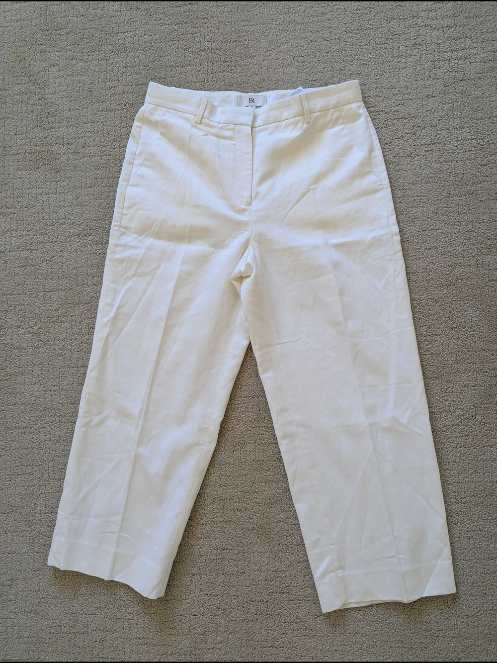 BANANA REPUBLIC Italian Cotton Linen Pants Seahaven Straight Women 10 Ivory Work